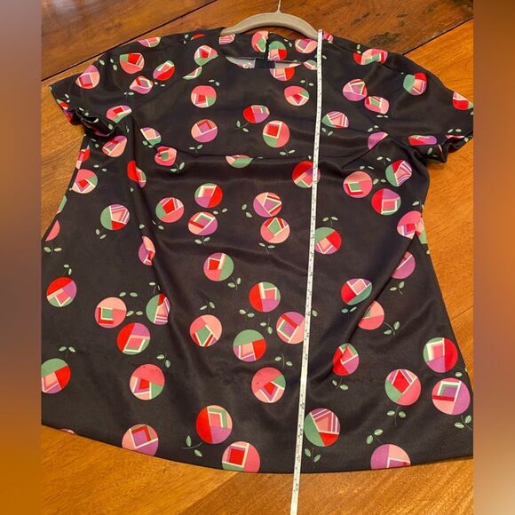 Retro Stylish Black and Pink Patterned Vintage Top Size Small - Picture 4 of 4